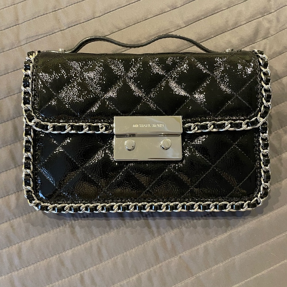 Michael Kors Black Patent Quilted Crossbody Bag